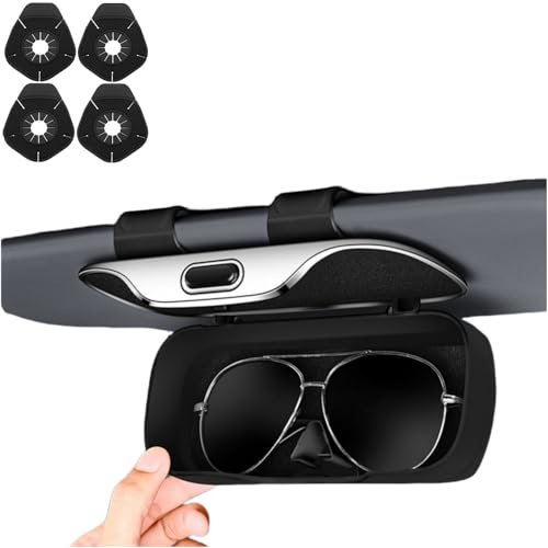 Sunglass Holder for Car | Sunglasses Clip for Car Visor | Eyeglasses Storage | Auto Glasses Case | Sun Visor Glasses Holder, Press to Open | Eyeglass Organizer Interior Accessories for Suvs and Trucks