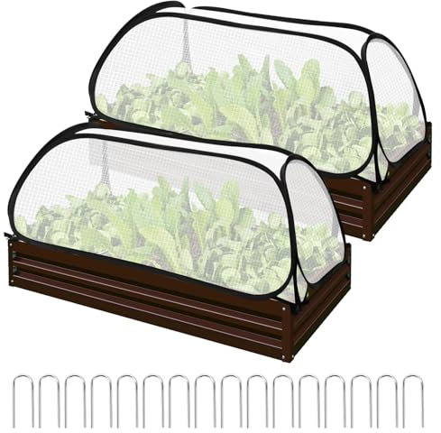Lot de 2 Serre de Jardin, Mini Serre Pop-Up Petite Serre D'hivernage pour Plantes Serre de Jardin pour Balcon avec des Clous de Terre, pour Protéger Les Plantes et Les Fleurs (114x56x41cm)