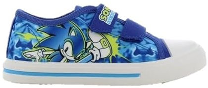 eplusm Sonic The Hedgehog Jungen Turnschuhe Kinder Sneakers leichte Sportschuhe mit Klettverschluss, Ideal für Schule Freizeit Gr. 25-32 (Blau, EU Schuhgrößensystem, Grundschulkind, Numerisch, M, 30)