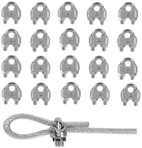 Rshuhx M5 Morsetti Serracavo Morsetto per Cavo in Acciaio Inox 304 Tirante Cavo Acciaio a Forma di U Serracavo Adatto per Appendere vele Ombreggianti luci da Giardino Sospese 20pcs