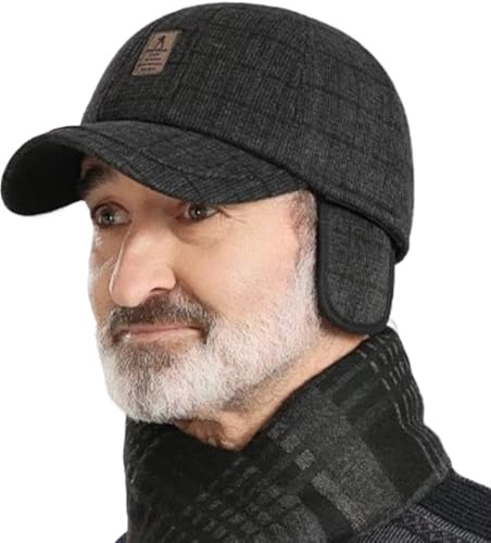 YAMEE Wintermütze Herren mit Ohrenschutz,Baseballkappe Dicke Tweed Modisch Klassisch Wärme,Baseball Cap Herren Winddicht