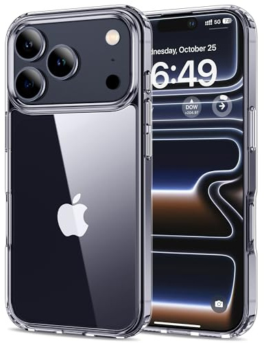 HOOMIL für iPhone 17 Pro Hülle, Anti-Vergilbung | Stoßfest, Militärschutz, Durchsichtige Kratzfeste Rückseite, Kompatibel mit Kabelloses Laden - Transparent