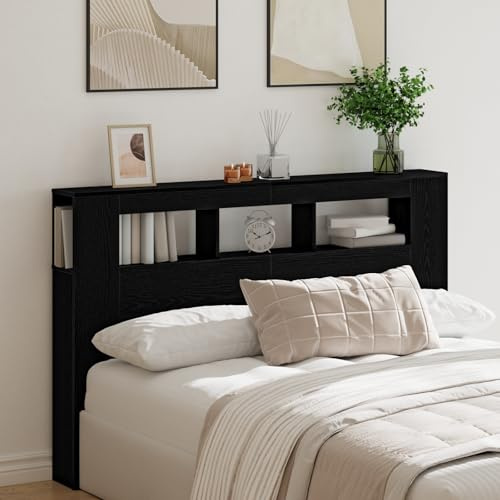 Générique Tête de lit LED Chêne Noir 160x18,5x45 cm Bois d'ingénierie,Meubles,Lits & Accessoires,Têtes et Pieds de lit,Noir,23.75 KG,862213