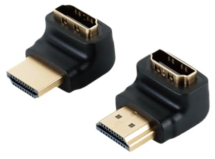 Tecmojo 4K HDMI 2.0 Adapter, Right Angle Adapter, Support 4K@60Hz, 2K@240Hz, 1080P@60Hz, 90 Degree and 270 Degree HDMI Adapter Male to Female, 2 Pack, Black