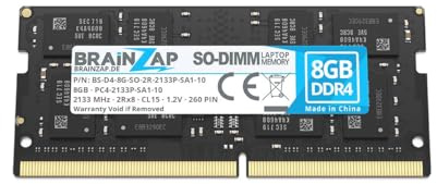 BRAINZAP 8GB DDR4 RAM SO-DIMM PC4-2133P-SA1-10 2Rx8 2133 MHz 1.2V CL15 Notebook Laptop Arbeitsspeicher Unbuffered Non-ECC