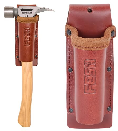 FESA Leather Hammer Belt Holder - No Slap Hammer Sleeve with Reinforced Heavy Duty Rivets & Nylon Stitching - Fits Any Belt, 2 Ways to Attach - Handcrafted