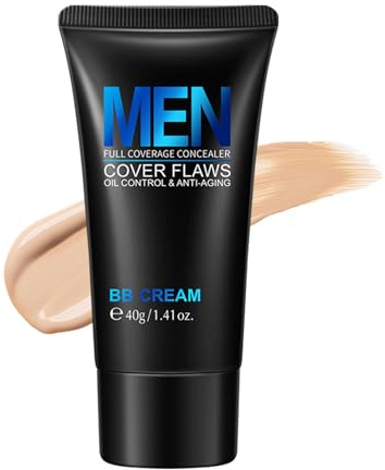 BB Cream fuktgivande foundation för män - Färgkorrigerare för felfri makeup - BB-kräm komplett - vattentät och hållbar - tonad concealer - för en naturlig hy