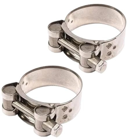 2 Pcs Exhaust Clamp Stainless Steel Exhaust Band Clamp Replacement for Motorcycle Water Hose Car Automotive Replacement Exhaust Clamps (48-51mm)