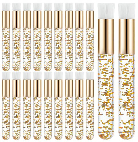 Lash Brushes for Cleansing, 20 Pcs Glitter Crystal Lash Cleaning Brush Lashs Shampoo Brushes Eyelashes Brush Lashes Supplies for Nose Cleansing Eyelash Extensions Blackhead Washing (Gold)