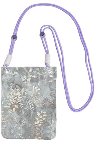 Blue Grace Flora-Print kleine Umhängetasche für Damen, Mini-Handy-Umhängetasche, Reise-Geldbörse, Geldbörsen, violett, Einheitsgröße