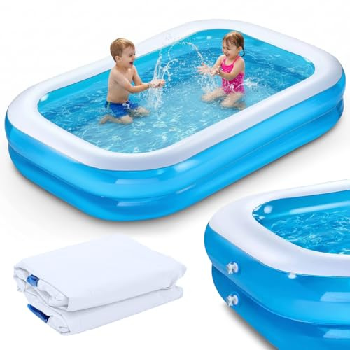Maraiss 2.0M Large Rectangular Paddling Pool for Kids Adults, Family Swimming Pool Indoor Outdoor for Backyard Garden Party, Inflatable Paddling Pool 200 x 150 x 50cm