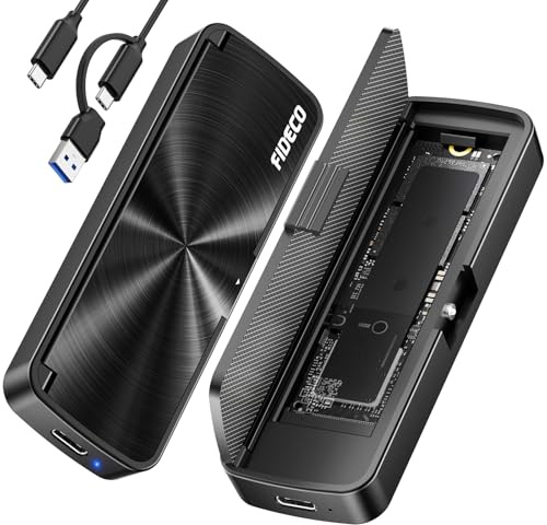 FIDECO M.2 NVMe SSD Enclosure, M.2 NVMe to USB Adapter, USB 3.2 Gen 2 (10Gbps) SSD Reader with Tool-Free Installation, Support UASP and Trim, Sandwich Style Design
