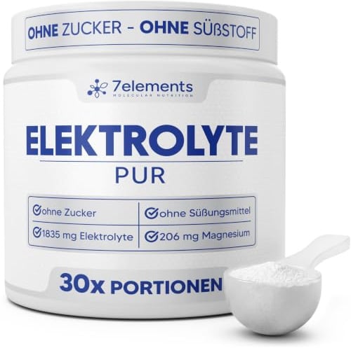 Elektrolyte PUR - 210g (30 Portionen) - Ohne Zucker & Süßungsmittel, KETO | Für Sport und gegen Kater - Ohne Zusätze und Aromen - isotonisches Elektrolytgetränk - inkl. Messlöffel