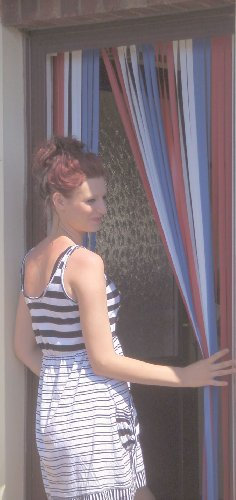 Lamellenvorhang für Türen/ Flexibles Rollo - mit einem Paar Schraubhaken für Holzrahmen silber