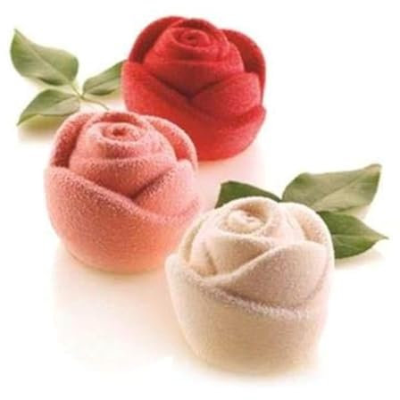 silikomart Molde de silicona, color blanco, tamaño de una rosa: diámetro 70 mm, altura 55 mm, volumen 6 x 145 ml