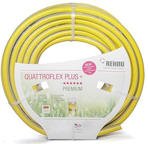 REHAU QUATTROFLEX Plus + Gartenschlauch Wasserschlauch PVC gelb, 15 Meter 1 1/4