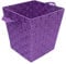 EHC Woven Polypropylene Waste Paper Bin Basket With Hollow Handle - Purple