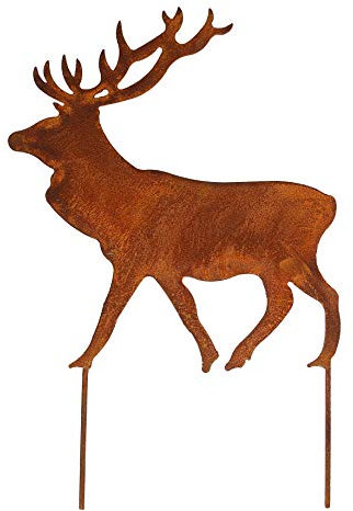 Manufaktur Lichtbogen Rost Gartenstecker Hirsch 54 cm