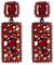EVER FAITH Rechteck Ohrringe Rot Strass Kristall Geometrische Aussage Drop Kronleuchter Ohrstecker