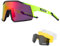 KAPVOE Polarisiert Fahrradbrille mit 4 wechselgläser TR90 Rahmen für Herren Damen Sport Radfahren MTB Sportsonnenbrille Radbrille Sportbrille Fahren Angeln Baseball Laufen Grün Schwarz 07