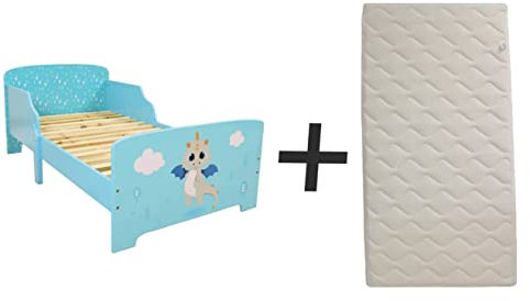 FUN HOUSE Lit Léon le dragon 140 x 70 cm - SOMMIER ET MATELAS CLIMATISE (FACE ETE HIVER) INCLUS