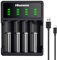 Universal 18650 Battery Charger, Hisewen Smart LED Display Charger for 3.7V Li-ion Rechargeable Batteries 18650 18350 17670 16340 RCR123 14500 LiFePO4 INR ICR Ni-MH Ni-CD AA AAA （4 Bays)