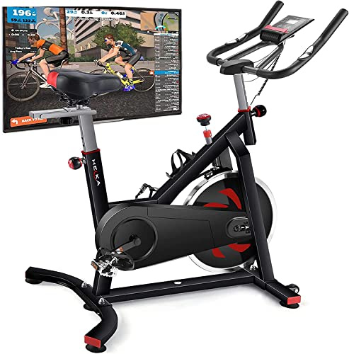 Heka Exercise Bike Home Exercise Bike with 20 kg Flywheel, Indoor Cycling Bike, Fitness Bike with Heart Rate Monitor, Adjustable Resistance with LCD Display, Max Weight 200 kg