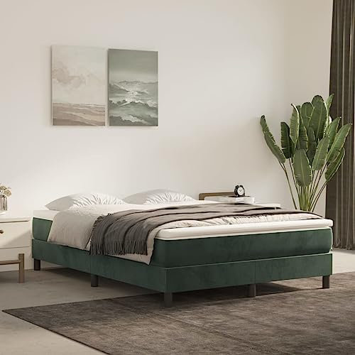 Coavain Polsterbett Betten Bettkasten Bettgestellrahmen Bett für Erwachsene & Jugendliche Gästebett Boxspringbett Dunkelgrün 140x200 cm Samt