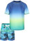 Badeset Jungen Schwimmshirt Jungen Zweiteilig Kurzarm Badeshirt Kinder Boardshorts UV Shutz Jungen Badeanzug Set 146 152/11-12 Jahre