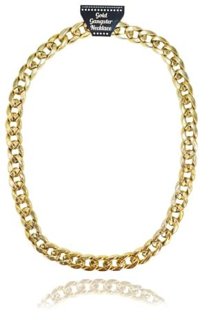 Navoys Gold Gangster Chain - 81cm Chunky Fake Gold Necklace Chain Great for Fancy Dress Rapper, Chav, Hip Hop, Gangster Granny Costumes, Unisex Fancy Dress Billionaire Accessory