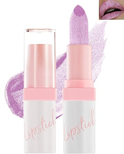 Glitzer-Lippenstift,Matt Glänzend Lippenstifte Pink Wasserdichter Lang Anhaltender, Metallic Funkelnder Glossy Lippenstift, Seidener Nicht Klebender Matte Glitter Lipstick Für Frauen Lippen Make Up-01