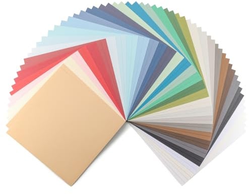 Florence Tonkarton 30,5 x 30,5 cm - 60 St. mit Leinen Struktur - 250 g Buntpapier Sammelpackung - Scrapbooking Bedarf und Bastelpapier für Kartenbasteln, Scrapbooking und Journaling - Reißfest
