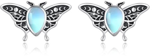 Motten Ohrringe 925 Sterling Silber Luna Motte Ohrringe Mondstein Insekten Ohrstecker Tier Ohrstecker Luna Motte Schmuck Geschenke für Damen Mädchen