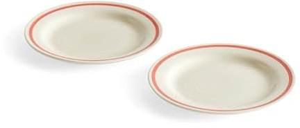 Hay Sobremesa 2er Set Dessertteller aus Steingut hergestellt, Farbe: Weiß/Rot, Durchmesser: 18,5 cm, AB612-A429-AB27