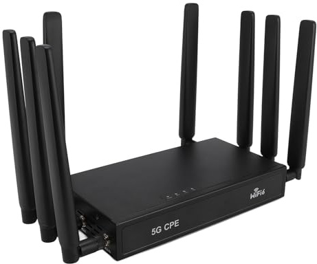5G SIM Karten Router CPE, WiFi6 Router 5G Modem Router mit SIM Kartensteckplatz, 8 Antennen, für den Innenbereich, Unterstützt 20 Geräteverbindungen (Black)