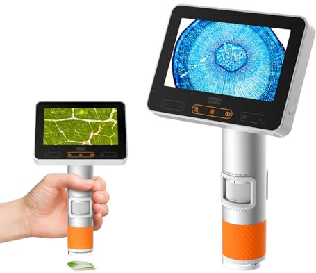 MatataStudio MX2-A Microscopio Portátil de Mano para Niños Microscopio Digital Inalámbrico USB 1600x con Pantalla LCD 1080P de 4.3'' 4K Microscopio Biológico Electrónico Profesional para Lab Escolar