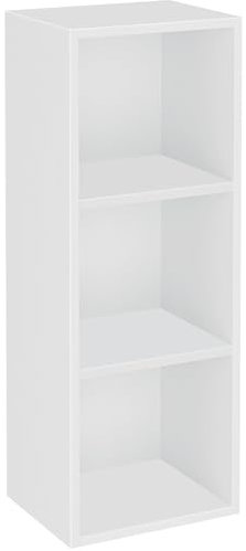 Blisswood Wooden Bookcase, 3 tier Bookshelf Storage Shelves, Cube Storage unit, Narrow shelving unit for Home, living room display shelves, bedroom and office furniture (White)
