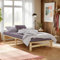 Homestyle4u Holzbett 90x200 Palettenbett mit Matratze Lattenrost Massivholzbett Bett Bettgestell Kiefer Natur Einzelbett