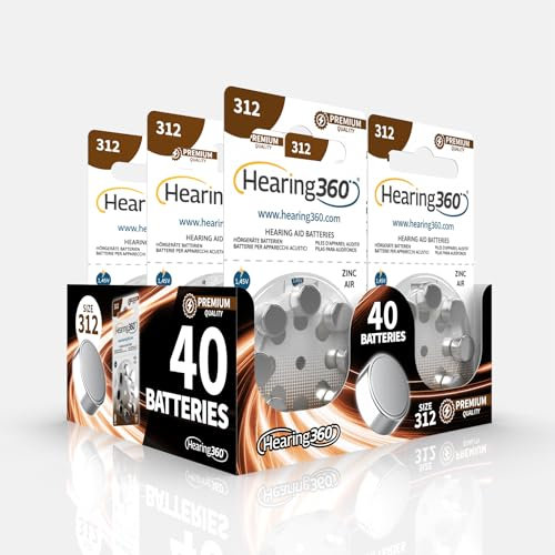 Hearing360 40 piles pour appareils auditifs mesure 312 qualité supérieure (5 ampoules de 8 piles)
