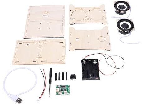 ZJchao Kit de Artesanía de Altavoz de DIY Estereo Construir Componentes Electrónicos para Niños Experimentos de Ciencia con Material Seguro de Madera Instrucciones Detalladas