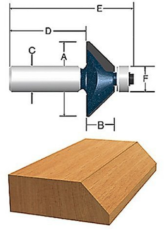 BOSCH 85298M 1-5/16 In. x 45 degree Carbide Tipped Chamfer Bit