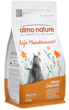 Almo Nature Life Maintenance - Kibble for Adult Cats with Fresh Chicken as the 1st Ingredient - 400g Bag