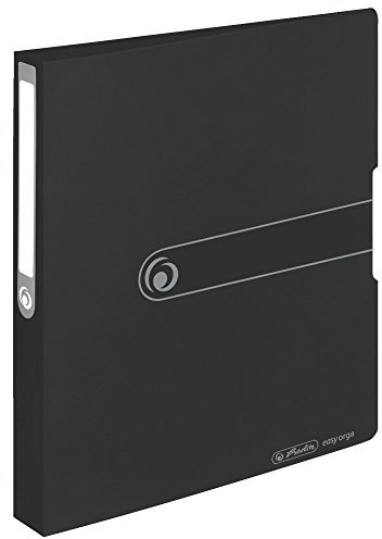 Herlitz 11205754 Ringbuch A4 (PP, 2-Ring-Kombi-Mechanik, 3,8 cm Rücken, 25 mm Füllhöhe) opak schwarz