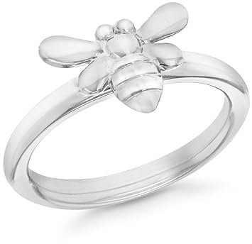 Tuscany Silver Ring Rhodiniert Sterling Silber Biene - Größe P