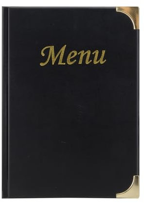 SECURIT - Porte-Menu Basic Line - 4 Inserts Fixes Double Face = 8 Pages A5 - Pour Café, Bar, Restaurant - PVC - Coloris Noir