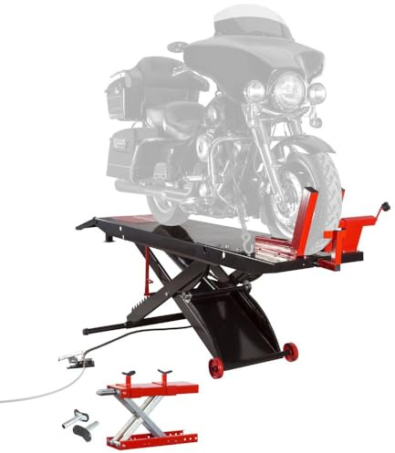 Black Widow BW-PROLIFT-HD Pneumatic ProLift Motorcycle Scissor Lift Table - 1,500 lb. Maximum Capacity and 31.25 Maximum Lift Height - Platform Measures 105 L x 24 W x 31.25 H