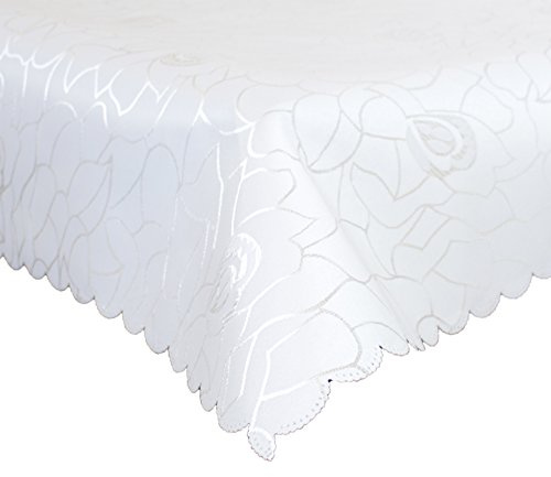 Damast Tischdecke 80x80cm Tischtuch Tischwäsche Tafeltuch Jacquard Eckig Silver (Weiß)