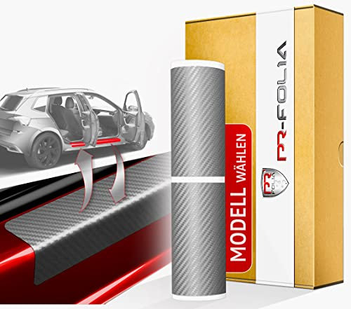 PR-Folia Auto Einstiegsleisten Schutzfolie SET für - Skoda Yeti (ab BJ 2009 und Faceliftmodelle ab 2013) - Autofolie Schutz Zubehör - Carbonfolie silber