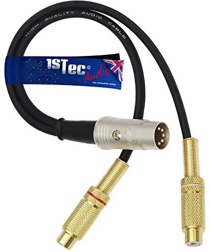1STec 30cm 5 Pin DIN Stereo Audio Adaptor Cable to 2 RCA Phono Sockets Adaptor Cable used for connecting audio sources to B&O Naim Quad and other similar Amplifiers (Bi-Directional, 0.3 Metre)