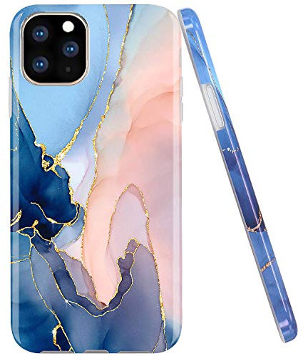 JAHOLAN iPhone 11 Pro Hülle Handyhülle TPU Silikon Weiche Schlank Schutzhülle Handytasche Gummi Dünn Flexibel Case Handy Hülle für iPhone 11 Pro 2019 5.8 Zoll - Marmor Purple